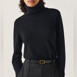 Alpaca Wool Black Women's Turtleneck Sweater